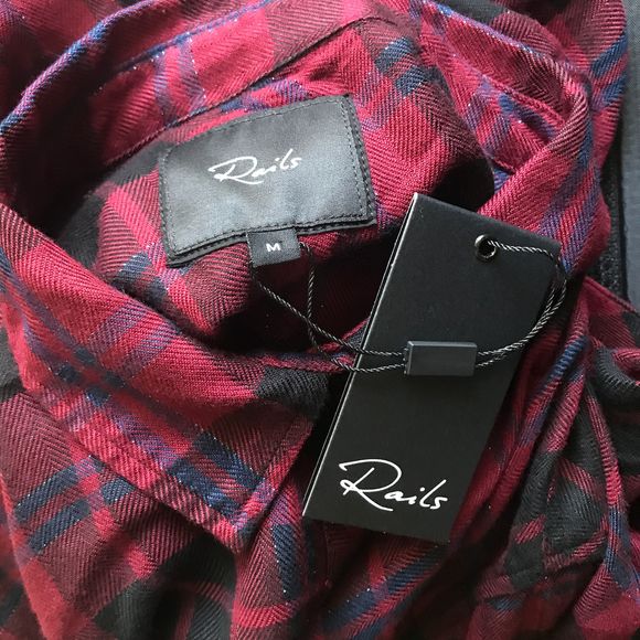 COPY - Rails Hunter Red Button Down Glittery Plaid Shirt - Picture 11 of 12